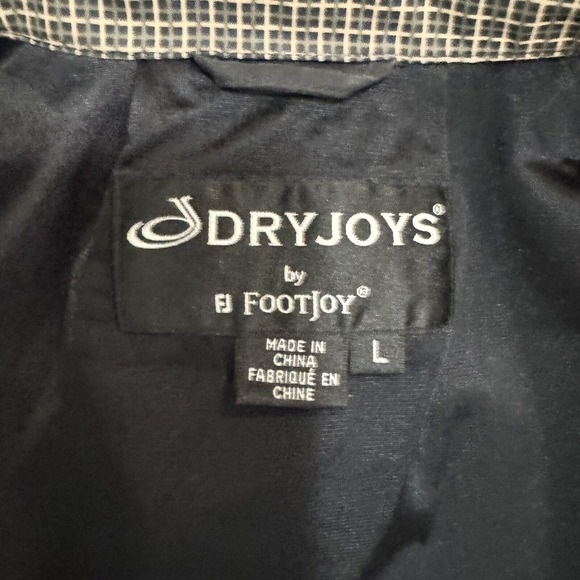 Foot Joy DryJoy Men’s Large Black w Tan Herringbone Windbreaker Rain Golf Jacket - Picture 12 of 14